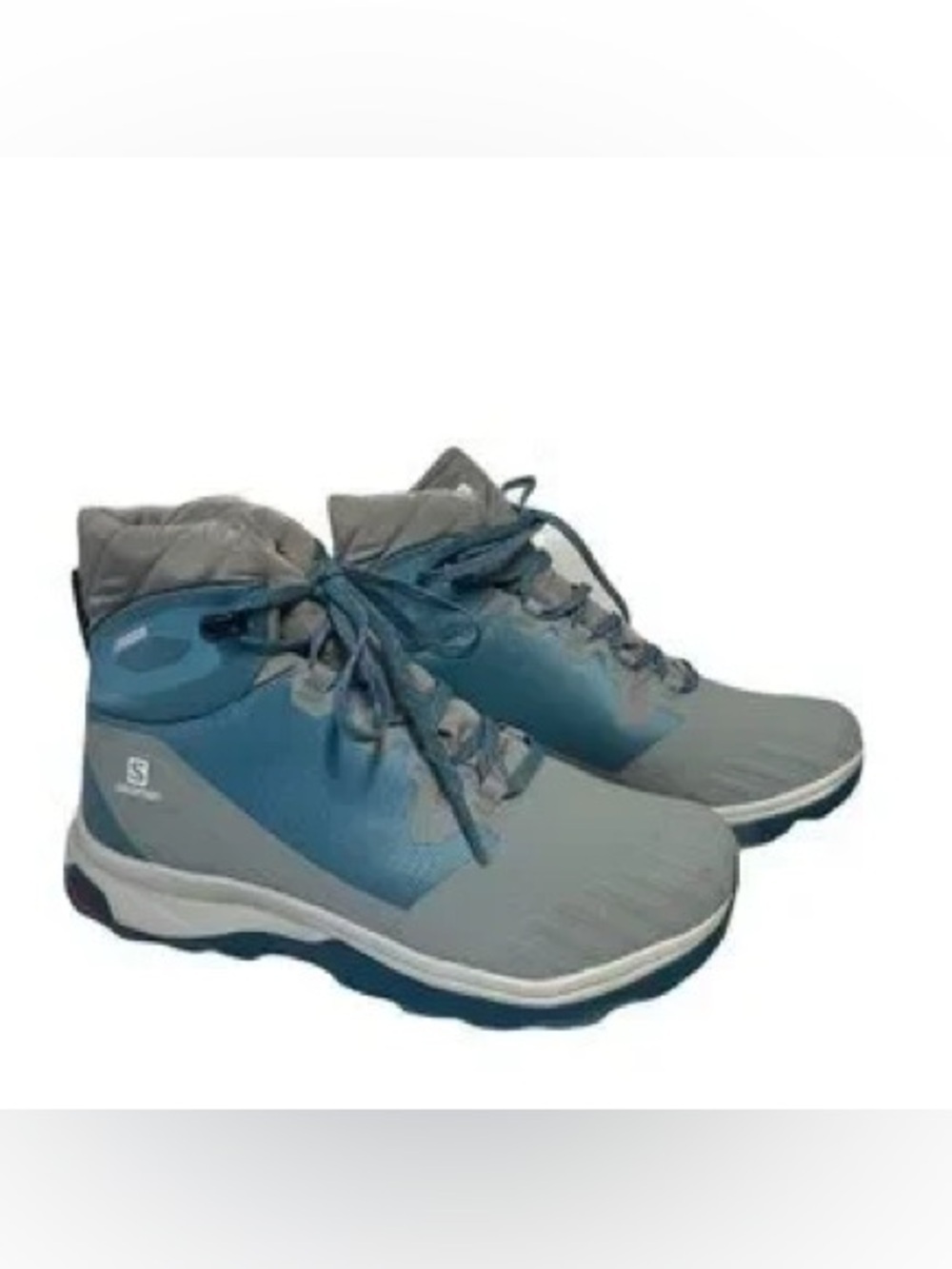 Salomon Woman's Vaya Blaze Blue Gray Mid-Top Hiking Waterproof Winter Boots SZ 7
